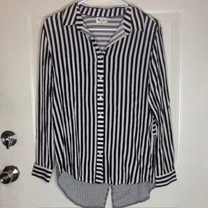 Remi James Black and White Striped Top